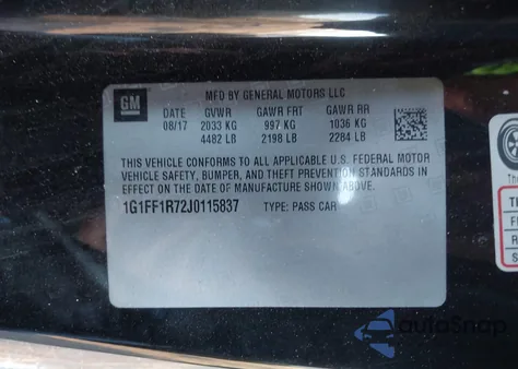 2018 Chevrolet Camaro 1Ss from USA, damaged, VIN 1G1FF1R72J0115837